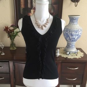 INC Black Tank Top With Ruffles